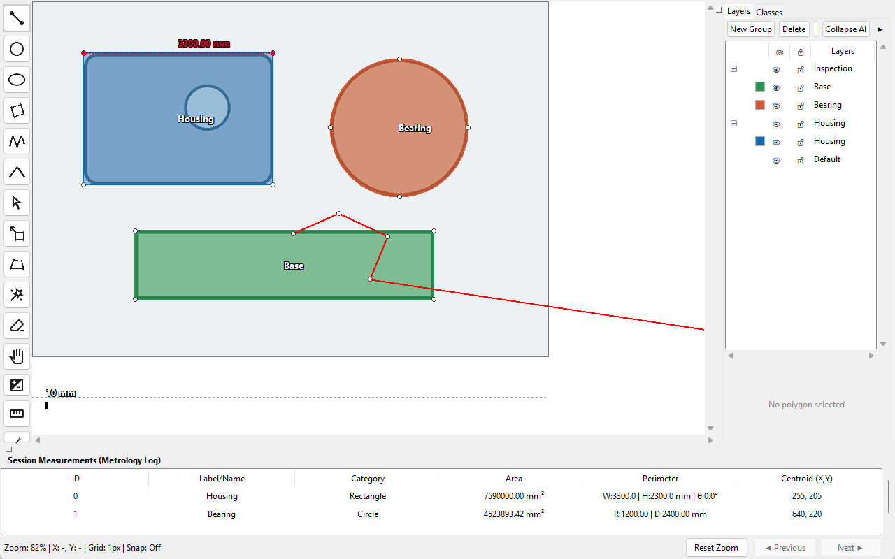 Polygon and curve drawing tools in PolyTracing Studio