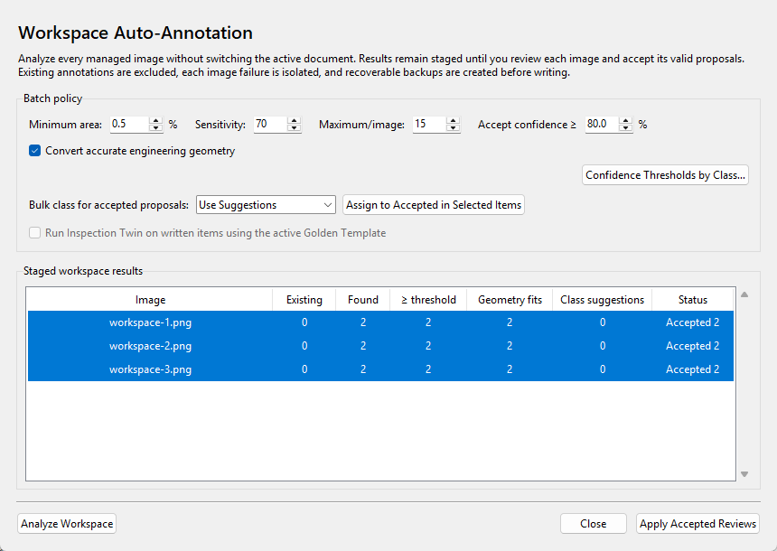 Workspace Auto-Annotation staging table